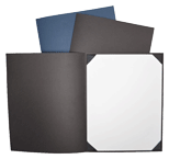 black and midnight blue linen textured paper premium certificate folders